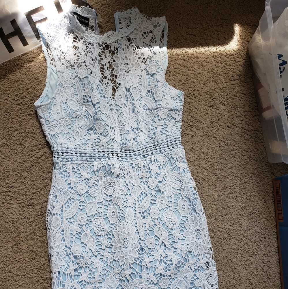 Shein Light Blue Lace Dress